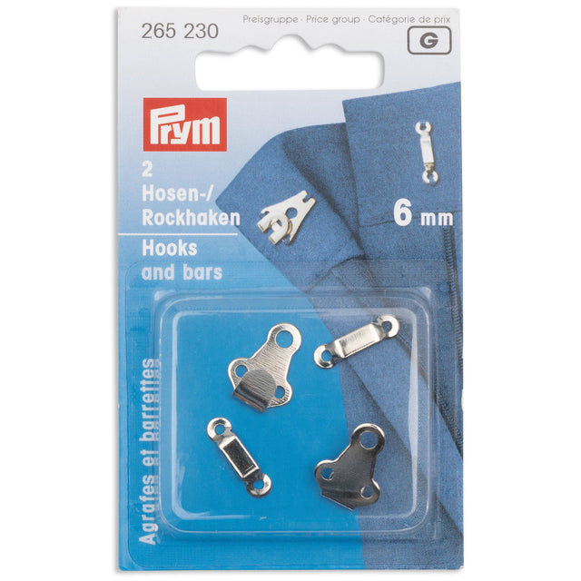 265230 Prym 6mm Trouser And Skirt Hooks And Bars Silver