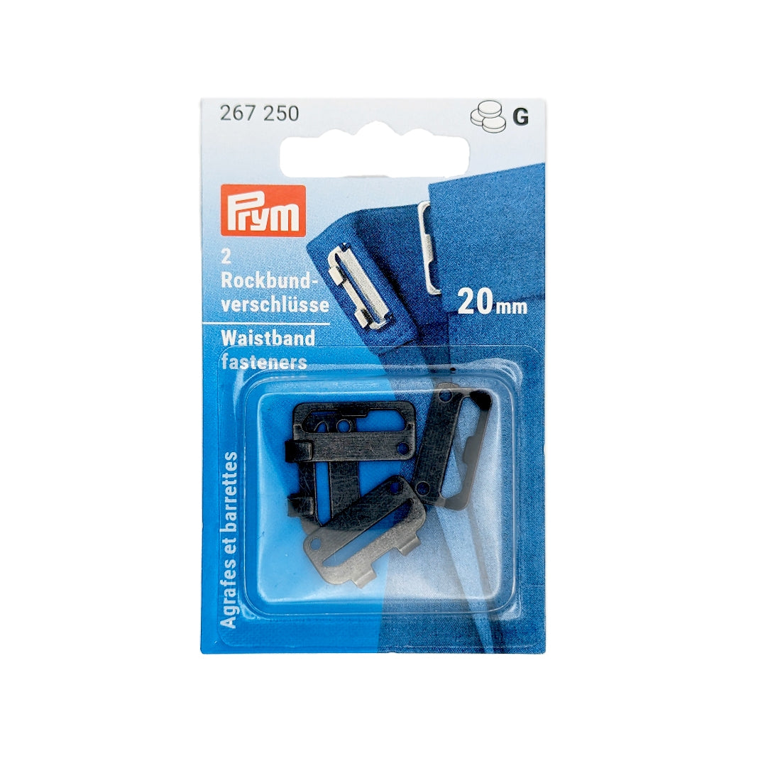 267250 Prym Waistband Fasteners 20mm Pk2