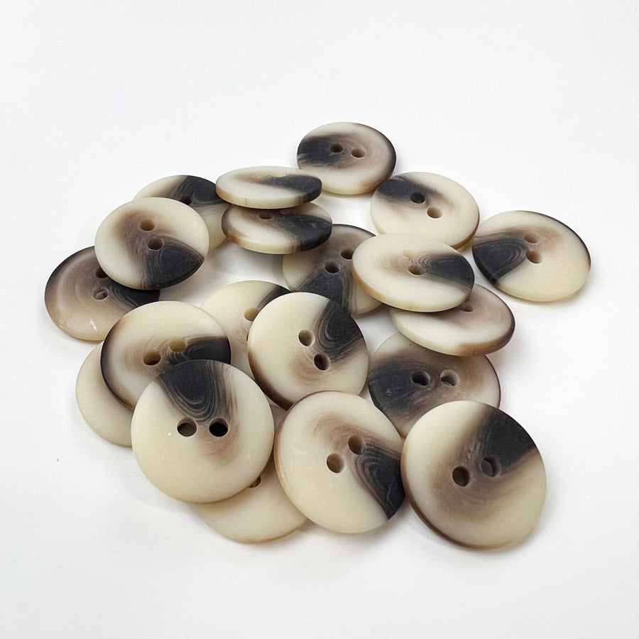 2 Hole Brown Ivory Plastic Marble Round Buttons 17mm Pk20