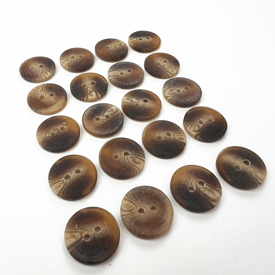 2 Hole Wood Effect Round Plastic Buttons 10mm Pk20 Row