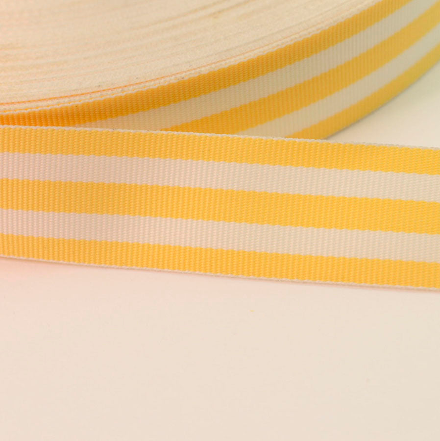 2cm Yellow White Striped Polyester Binding Tape Crafts Cu1