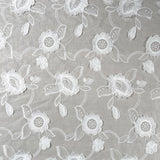3D Embroidered Cotton White Floral Woven Dress Fabric