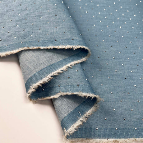 4oz_Denim_Sparkle_Stud_Cotton_Blue_Silver_Oeko_Tex_Woven_Jean_Fabric_Fold
