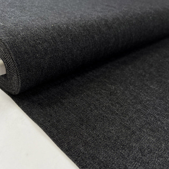 7 5oz Washed Denim Black Cotton Woven Trouser Fabric Bolt