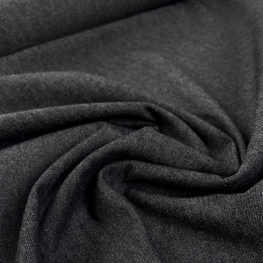 7 5oz Washed Denim Black Cotton Woven Trouser Fabric