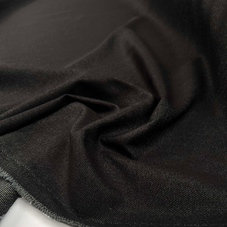 7.5oz City Denim Black Cotton Woven Trouser Fabric Close Up