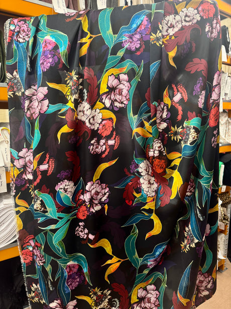 Limited Edition Addicted To You Polyester Floral Abstract Pink Blue Lightweight Dress Fabric 