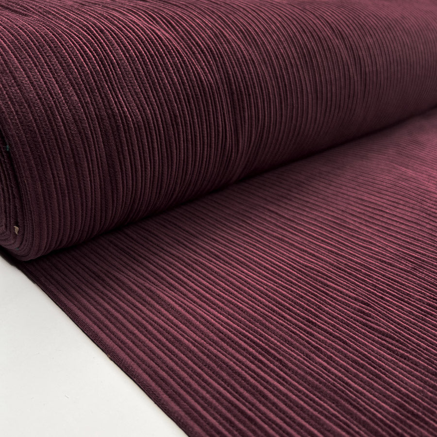 8 Wale Corduroy Aubergine Cotton Purple Woven Trouser Fabric Bolt