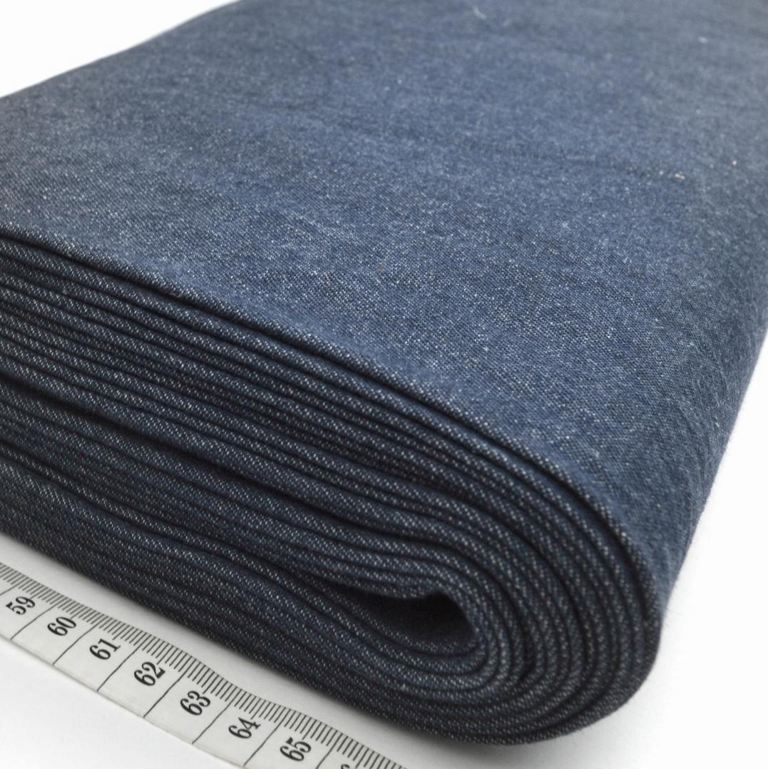8oz Washed Denim Limited Indigo Cotton Stretch Washed Denim Fabric Close Up Bolt Photo
