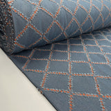 9oz Reworked Denim Tangerine Recycled Cotton Polyester Light Blue Orange Diamond Woven Jean Fabric Bolt