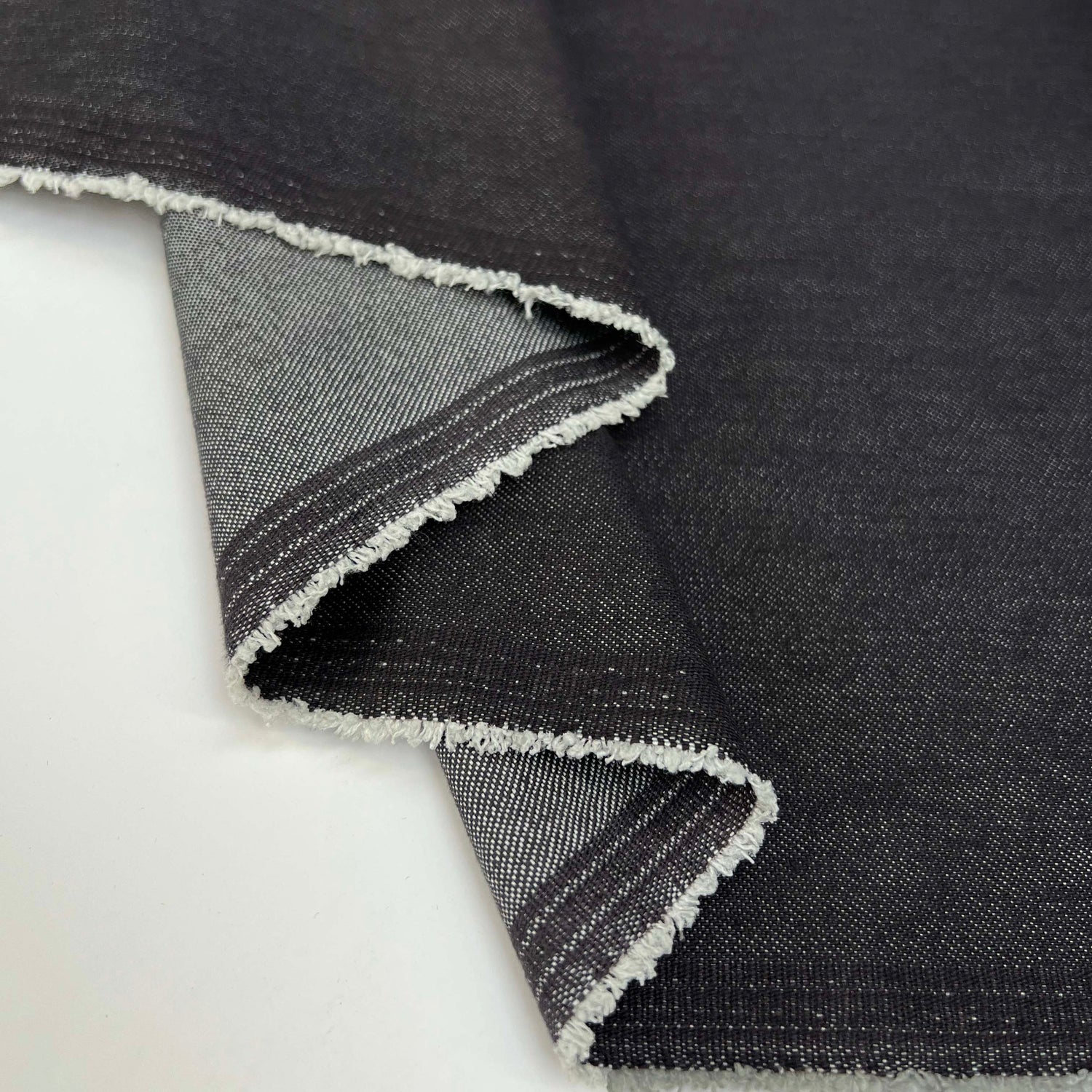 9oz Washed Denim Grey Cotton Plain Woven Regular Washed Trouser Fabric Fold