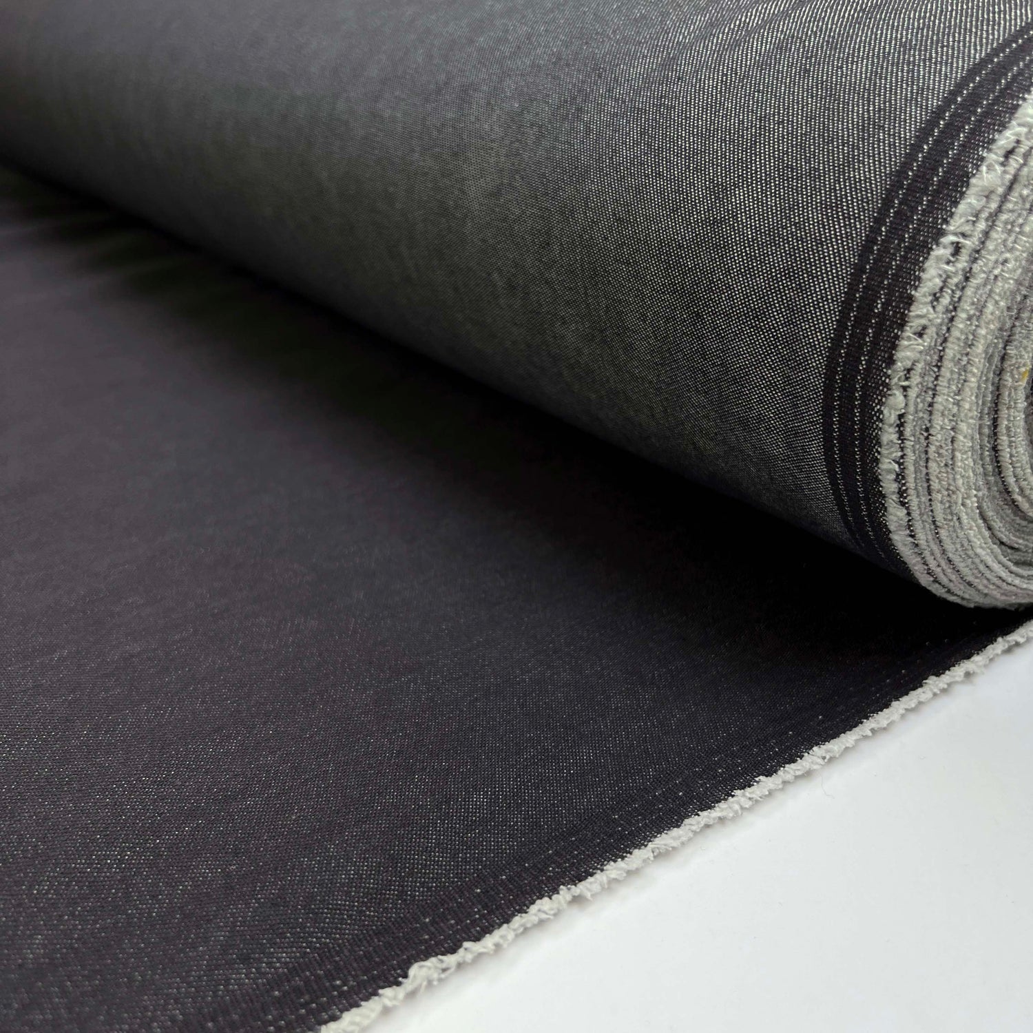 9oz Washed Denim Grey Cotton Plain Woven Regular Washed Trouser Fabric Roll