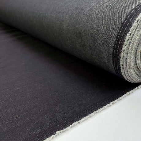 9oz Washed Denim Grey Cotton Plain Woven Regular Washed Trouser Fabric Roll