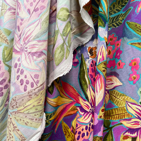 Italian Floral Viscose Dressmaking Fabric Adelina Hang