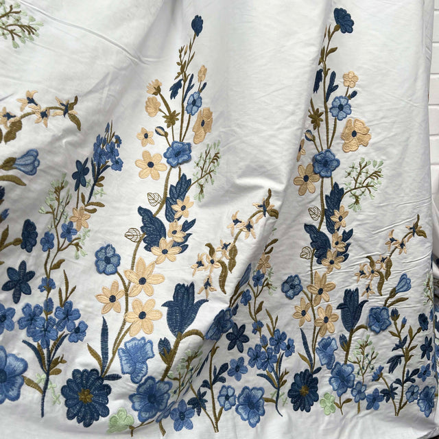 Aegean Bloom Cotton Embroidered Floral Dress Fabric CU