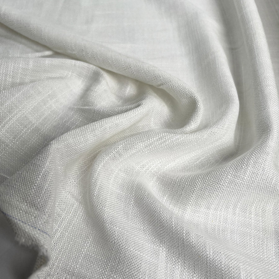 Alba Linen Mix Ivory Viscose Plain Woven Dress Fabric CU