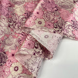 Albany 16 Momme Silk Victoria Satin Print Pink Floral Dress Fabric Fold
