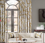 Harlequin Aphrodite White and Gold Viscose Linen Fabric Curtains