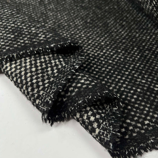 Arctic Circle Polyester Wool Gingham Black White Spot Coating Fabric Fold