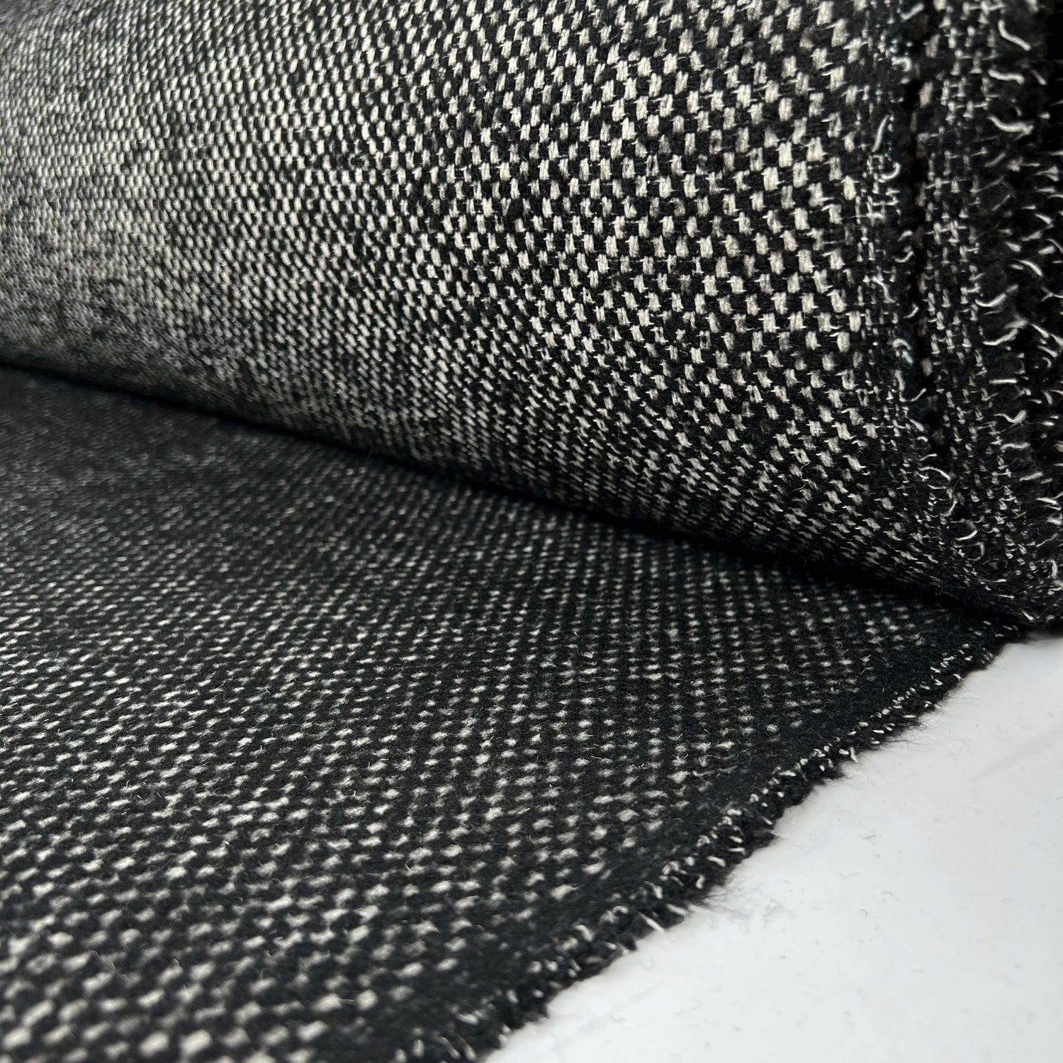 Arctic Circle Polyester Wool Gingham Black White Spot Coating Fabric Roll