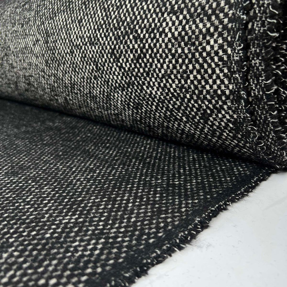 Arctic Circle Polyester Wool Gingham Black White Spot Coating Fabric Roll