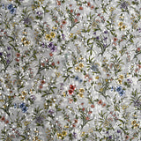 BA Floral Garden Broderie Anglaise Grey Cotton Tiny Multicoloured Flower Print Embroidered Dress Fabric Pattern