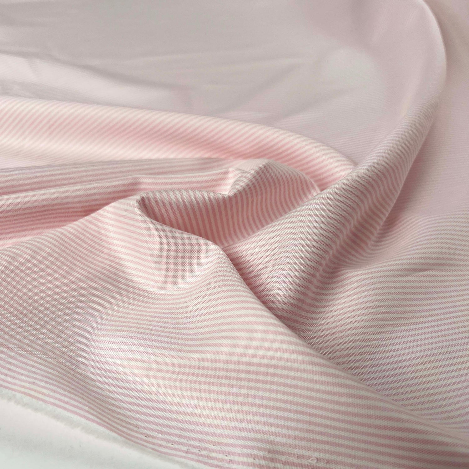 Ex-Designer Italian Cotton Pink Striped Shirting Fabric Bambi Cotton CU