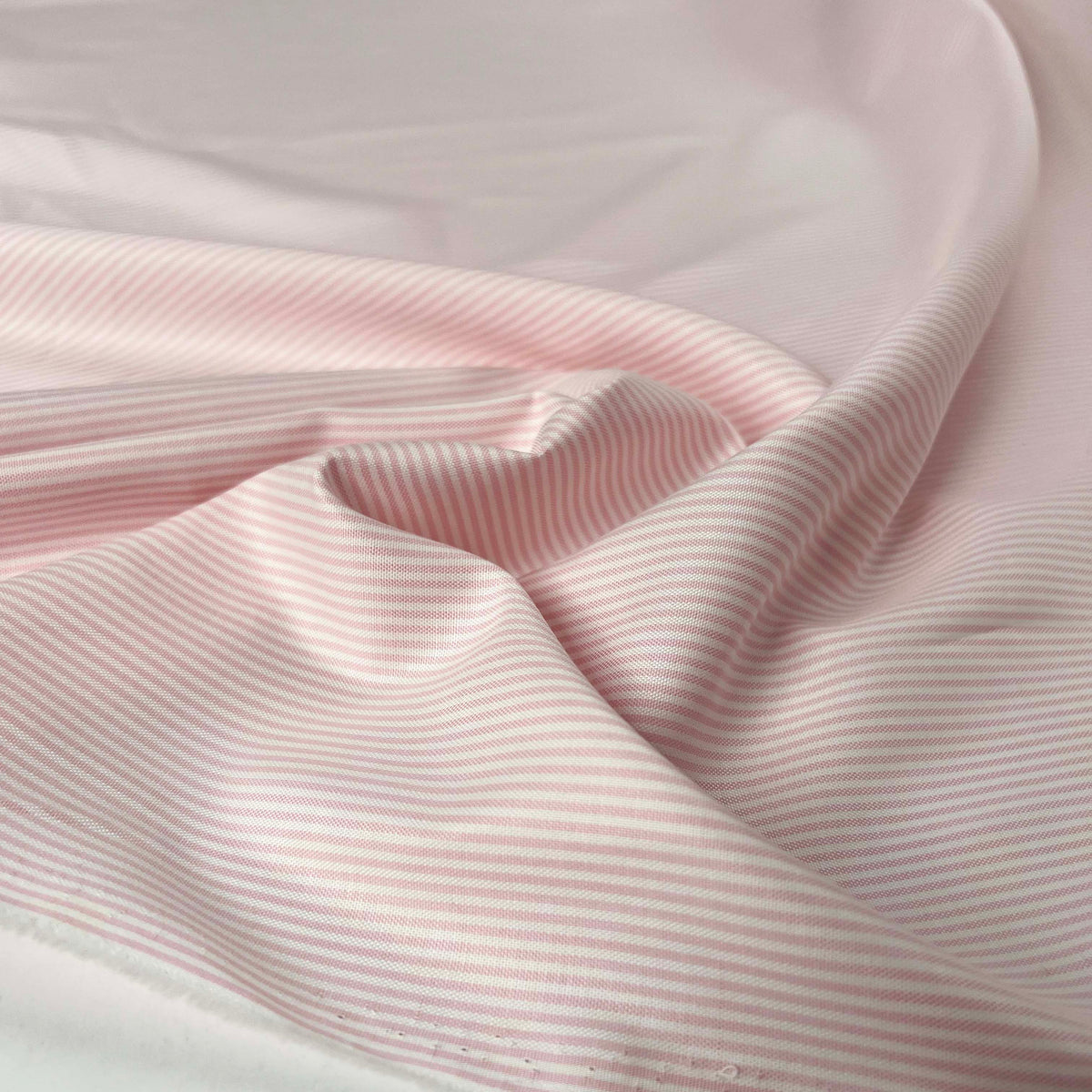 Ex-Designer Italian Cotton Pink Striped Shirting Fabric Bambi Cotton CU