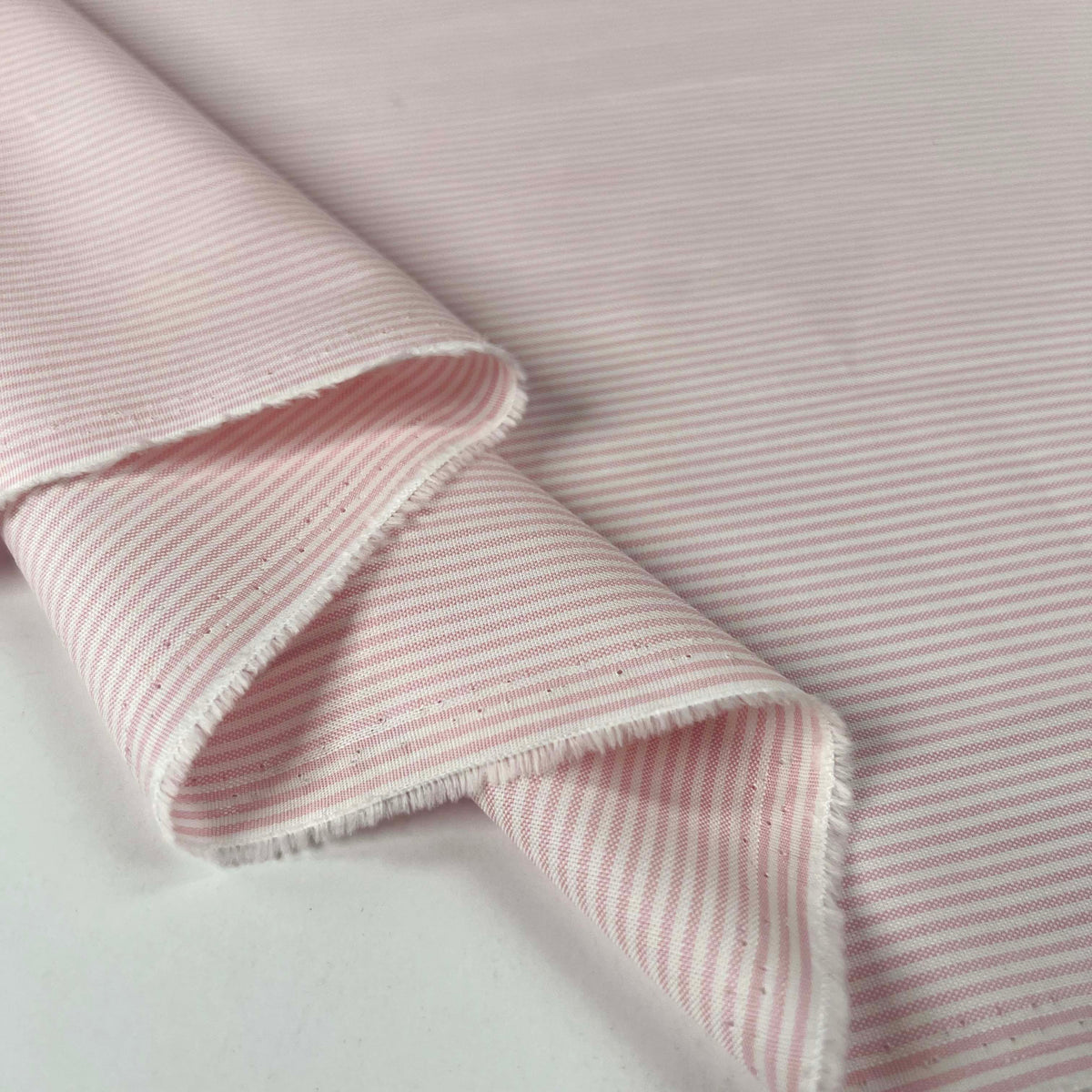 Ex-Designer Italian Cotton Pink Striped Shirting Fabric Bambi Cotton Fold