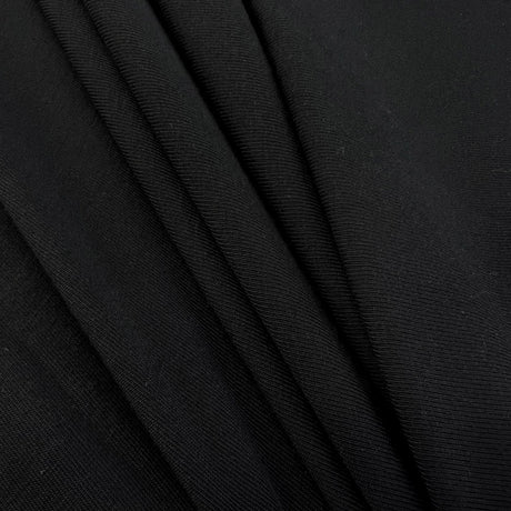 Bamboo Jersey Black Knitted Elastane Stretch Plain Dress Fabric CU