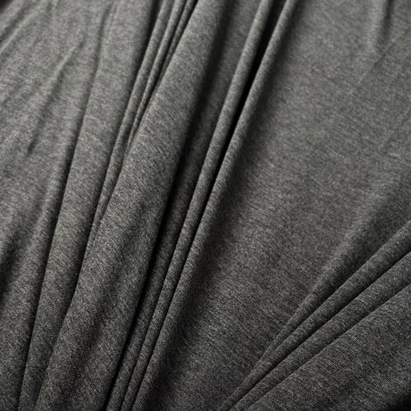 Bamboo jersey dark grey marl elastane knitted tshirt fabric cu