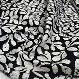 Batik Floral Silhouette Cotton Black White Hand Printed Abstract Woven Dress Fabric CU