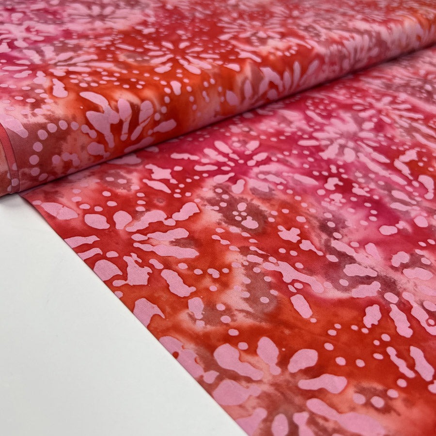 Batik Pink Fireworks Cotton Hand Printed Abstract Woven Dress Fabric Bolt