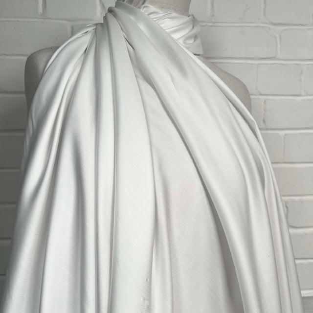 Bianca Perla Viscose White Plain Italian Dress Fabric Mannequin