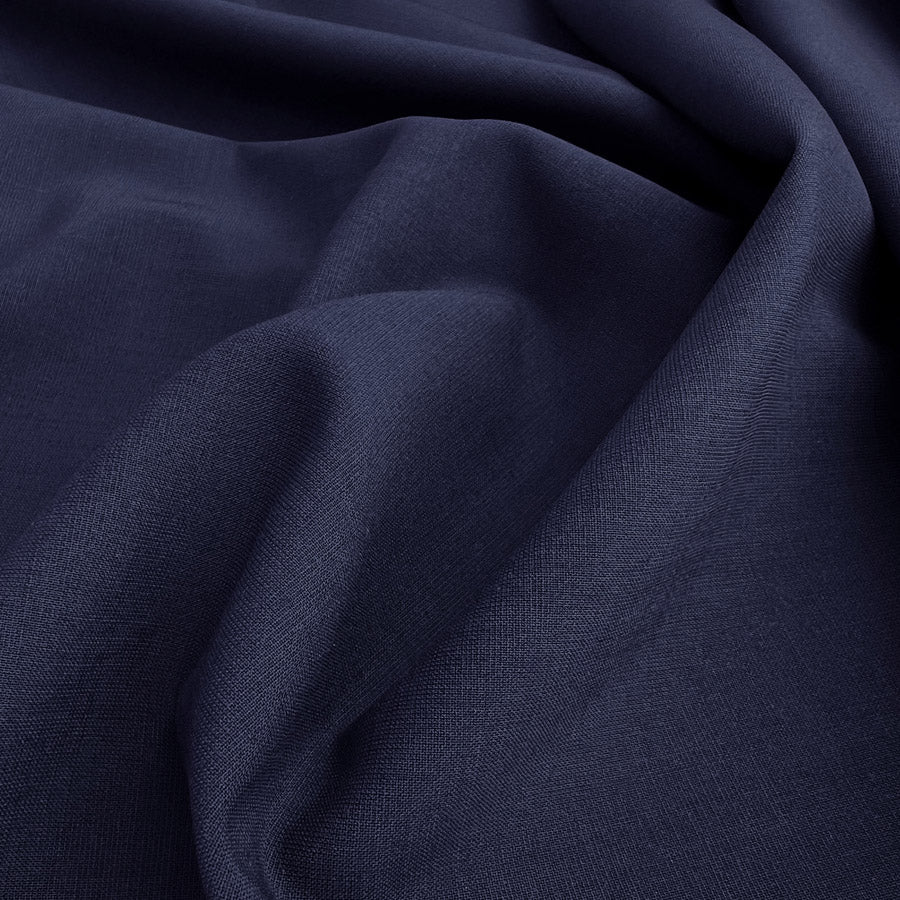 Italian Fine Virgin Wool Blend Fabric Biella Wool - Navy CU