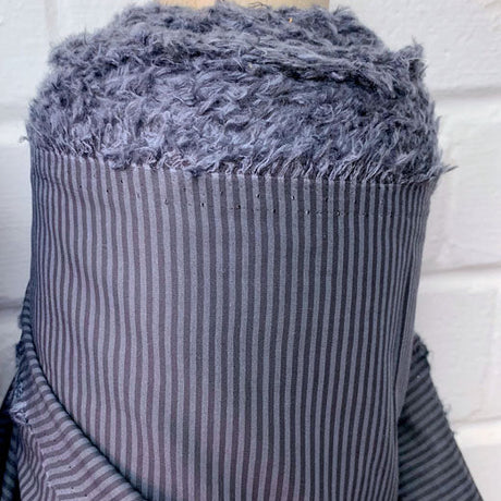 Cotton Lawn Fabric Grey Stripe Big Tuna Italian Shirting roll
