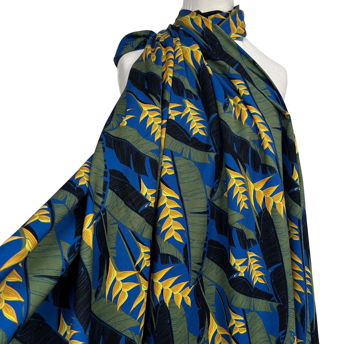 Tropical Leaf 100% Cotton Shirting Dressmaking Fabric Big is Best Mannequin