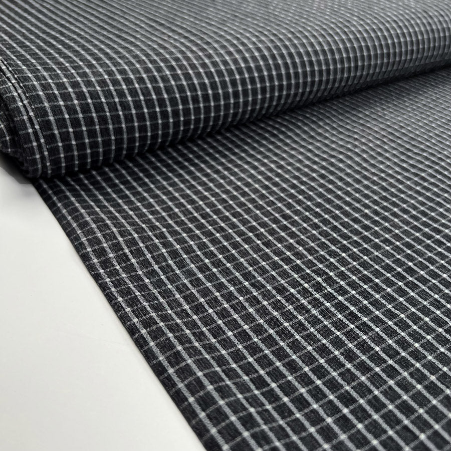 Black Check Shirting White Small Square Polyester Viscose Woven Fabric Bolt