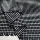 Black Check Shirting White Small Square Polyester Viscose Woven Fabric Fold