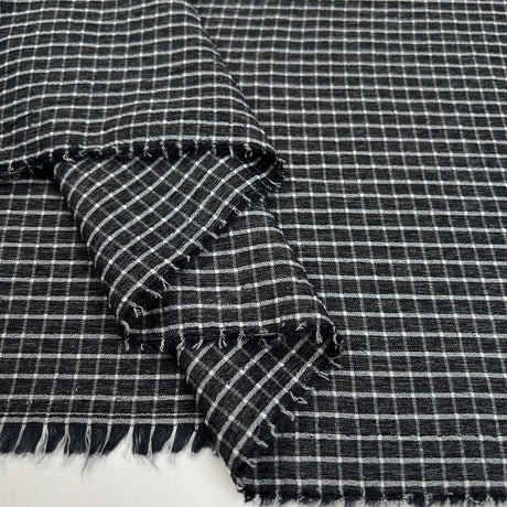 Black Check Shirting White Small Square Polyester Viscose Woven Fabric Fold