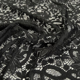 Black Petal Stretch Lace Polyamide Elastane Floral Dress Fabric CU
