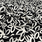 Black White Inky Floral Viscose Woven Dress Fabric CU