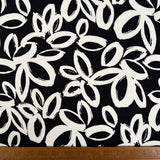 Black White Inky Floral Viscose Woven Dress Fabric Ruler