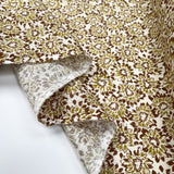 Bloomfield Linen Floral Green Brown Woven Ex Designer Dress Fabric Fold