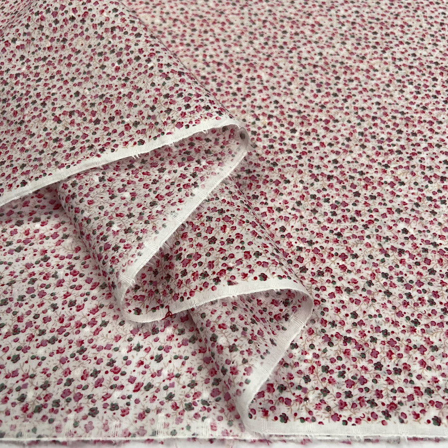 Blush Ditsy Cotton Pink Tiny Floral Woven Dress Fabric Fold