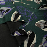 Botanical Ponte Bottle Green Polyester Viscose Floral Leaf Print Print Knit Jersey Fabric Fold