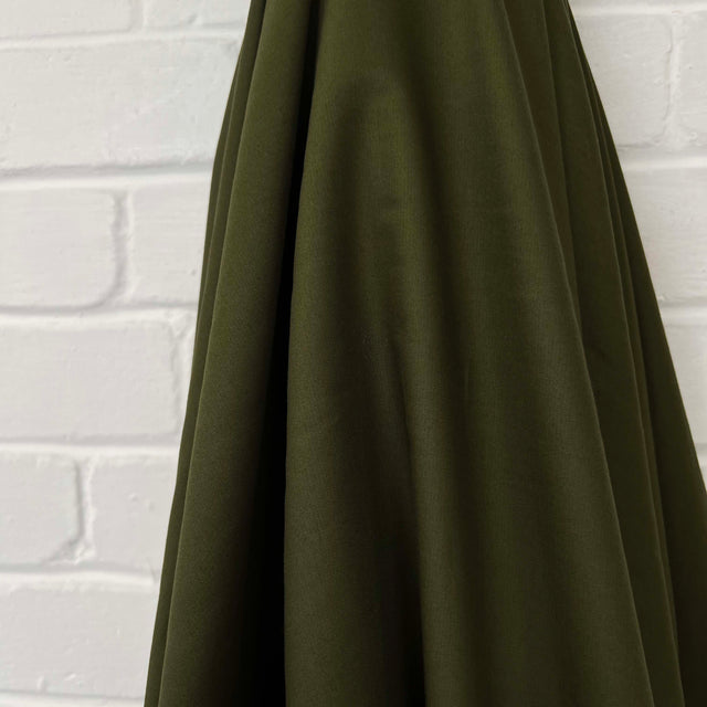 Boyfriend Material Green Cotton Plain Woven Shirting Italian Ex Designer Fabric Roll