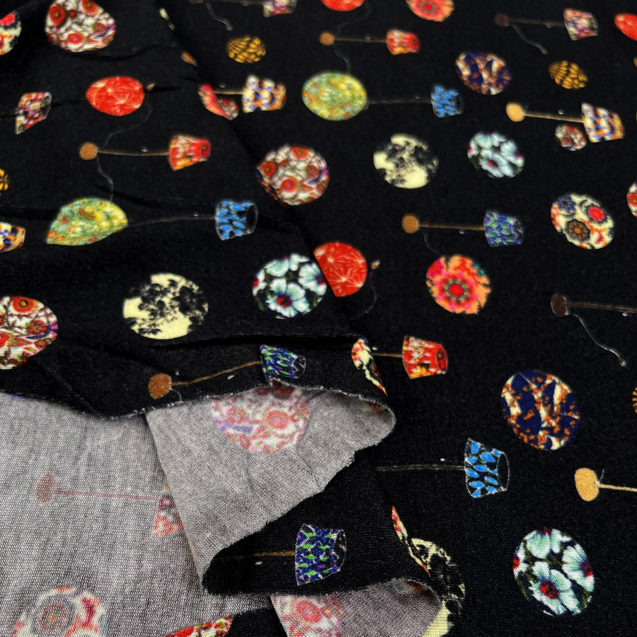 Bright Ideas Viscose Elastane Lamp Black Knitted Jersey Fabric Fold