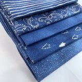 John Louden Blue Cotton Fabric JL Christmas Fat Quarter Blue Swirls
