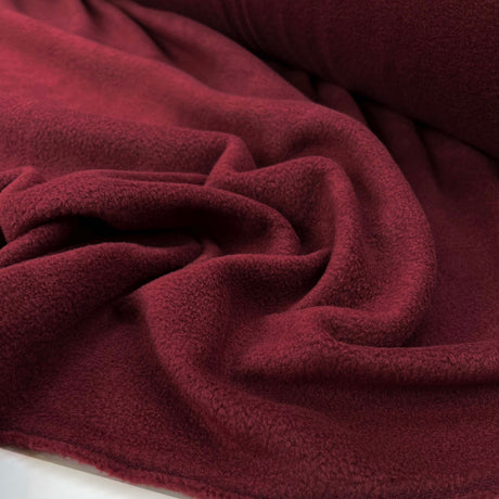 Dark Red Polyester Soft Plain Fleece Fabric  Burgundy Fuzz CU